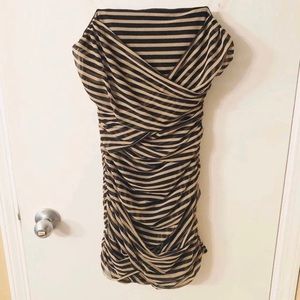 NWT Akira Strapless Striped Ruched Dress Sz M